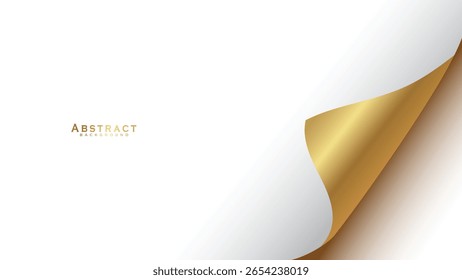 Estilo de corte de papel de fondo blanco y dorado simple, Ilustración vectorial