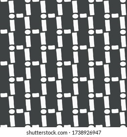 A simple white and gray pattern of rectangles and dots. Hand illustration. Scandinavian style, design for wallpaper, fabric, textile.
