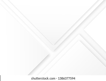 Simple white grey color paper cut vector illustration background. Abstract square art design.