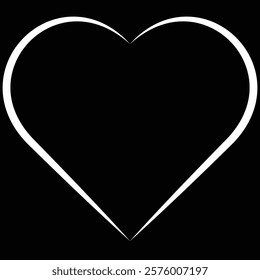 Simple white heart shape on black background. Perfect for Valentine's Day, love, romance, or minimalist design projects.