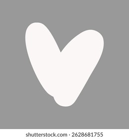 Simple white heart shape on a gray background. Minimalist heart design. Heart symbol for love and affection. Clean heart illustration for various uses. Hand drawn illustration vector.