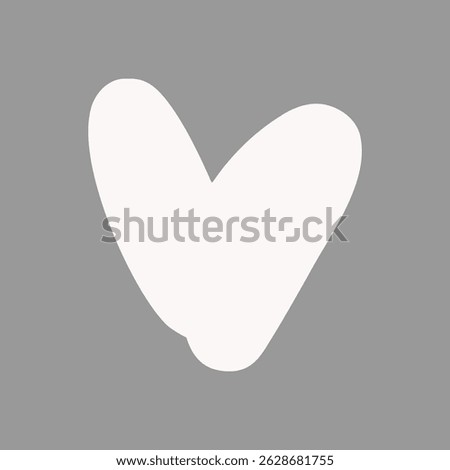 Simple white heart shape on a gray background. Minimalist heart design. Heart symbol for love and affection. Clean heart illustration for various uses. Hand drawn illustration vector.