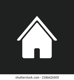 simple white home, house icon on black background.