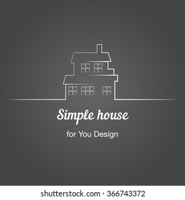 simple white house icon on a gray background