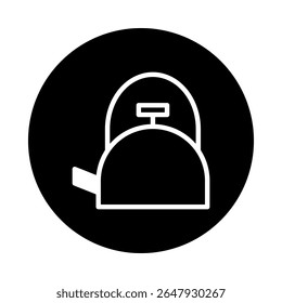 Simple white kettle icon on black circle background presenting a modern design and style kitchenware