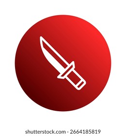 simple white knife icon on red gradient background representing danger or defense, vector illustration