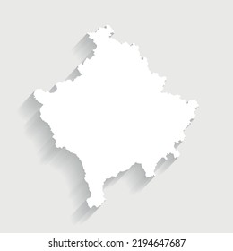 Simple white Kosovo map on gray background, vector, illustration, eps 10 file