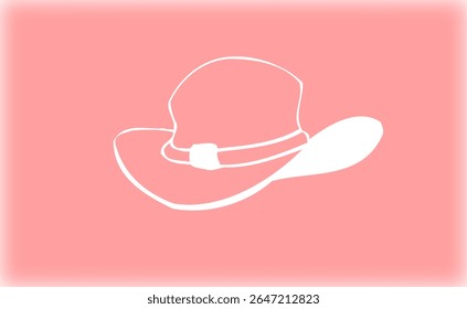 a simple, white line art drawing of a wide-brimmed hat