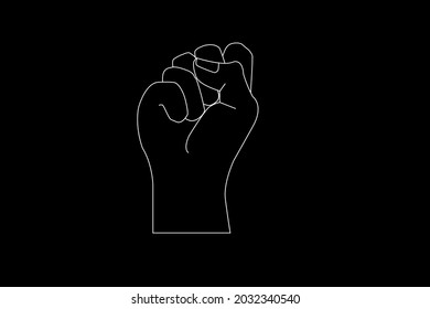 dibujo simple de la mano de la línea blanca sobre fondo negro