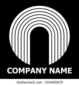 Simple white logo on a black background.
