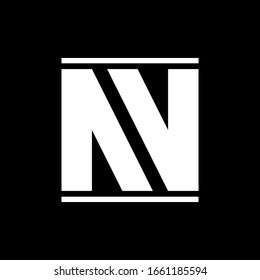 Simple white logo on a black background.