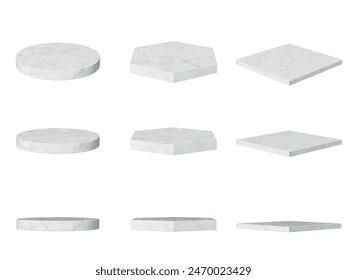 Simple white marble podium contains 9 podiums