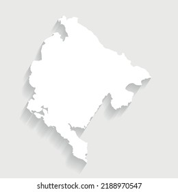 Simple white Montenegro map on gray background, vector, illustration, eps 10 file