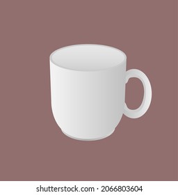 Un simple gráfico vectorial de taza blanca aislado en un fondo plano.