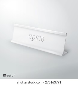 Simple White Name Plate Mock Up Vector Illustration