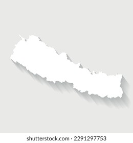 Simple white Nepal map on gray background, vector, illustration, eps 10 file
