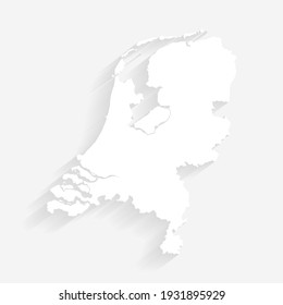 Simple white Netherlands map on gray background, vector, illustration, eps 10 file