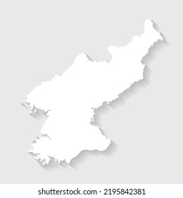 Einfache weiße Nordkorea-Karte auf grauem Hintergrund, Vektorgrafik, Illustration, eps10-Datei