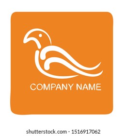 Simple white and orange bird logo