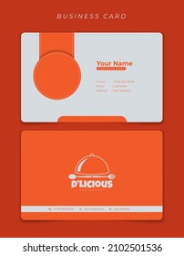 Simple White and orange ID Card design. Restaurant ID card design. Also good template for other business card design.