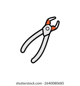 Simple white and orange pincers tool graphic illustration
