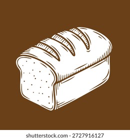 Simple contorno blanco de un pan de panadería para la marca de la tienda de pan rústico y menús