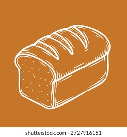 Simple contorno blanco de un pan de panadería para la marca de la tienda de pan rústico y menús