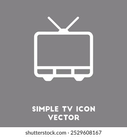 Un simple icono de contorno blanco de un televisor sobre un fondo gris.