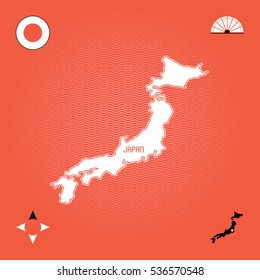 simple white outline map of japan