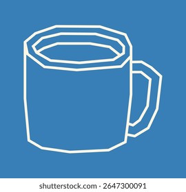 Simple White Outline Mug Icon in Cutout Style