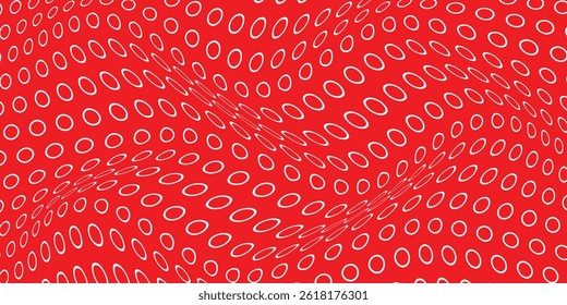 simple white outline polka dot wave pattern on red.