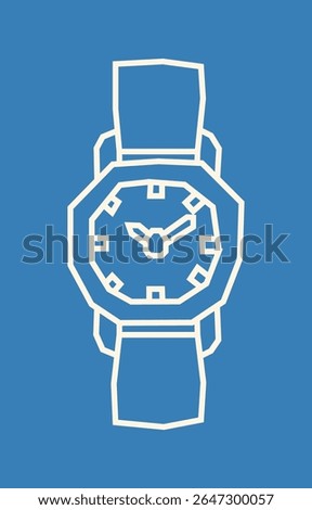 Simple White Outline Watch Icon in Cutout Style
