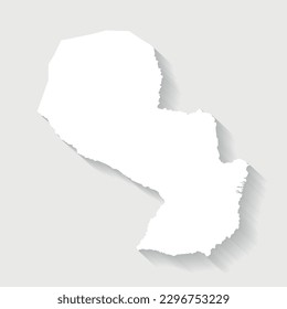 Mapa Paraguay blanco simple sobre fondo gris, vector, ilustración, archivo eps 10