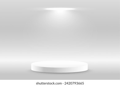 fondo simple de la etapa redonda de peatones blancos con efecto de luz de foco vector