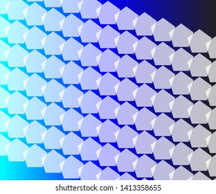 Simple white pentagon pattern in lines angled from top left corner to bottom left corner on a teal, blue and black gradient background. Simple vector background 