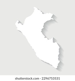 Simple white Peru map on gray background, vector, illustration, eps 10 file