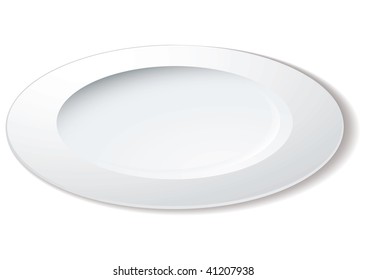 simple white plate drawn from an angle with shadow