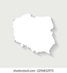 Simple white Poland map on gray background, vector, illustration, eps 10 file