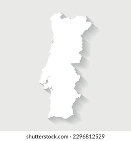 Simple white Portugal map on gray background, vector, illustration, eps 10 file