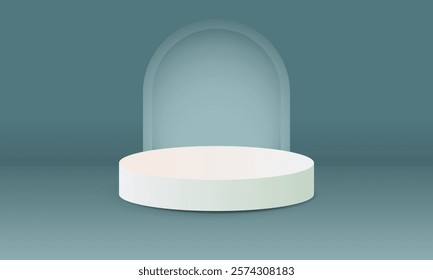 A simple white product display podium against a white background