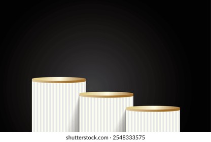 Einfache, weiße Produktpräsentation mit goldenem Band auf schwarzem, luxuriösem Hintergrund.