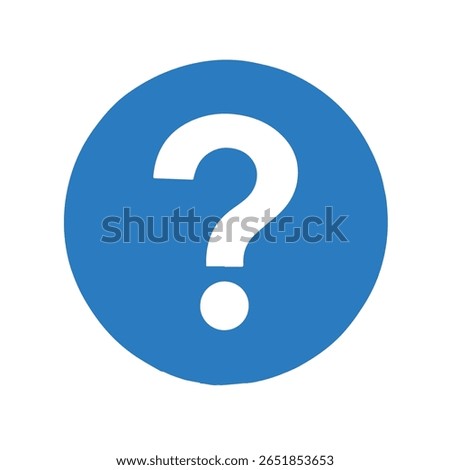 A simple white question mark symbol inside a solid blue circle