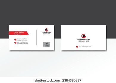 Tarjeta de color simple en blanco y rojo para empresas e instituciones