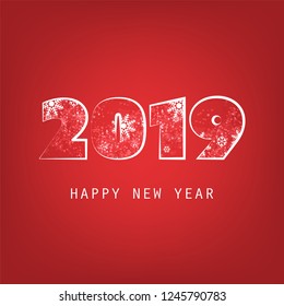 Simple White And Red New Year Card, Cover or Background Design Template - 2019