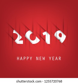 Plantilla de diseño simple de tarjetas, carátulas o fondo de Año Nuevo blanco y rojo - 2019 