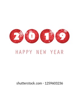Plantilla de diseño simple de tarjetas, carátulas o fondo de Año Nuevo blanco y rojo - 2019