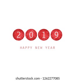 Simple White and Red New Year Card, Cover or Background Design Template - 2019