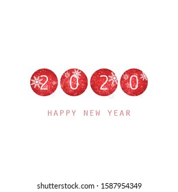 Simple White and Red New Year Card, Cover or Background Design Template - 2020