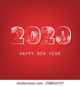 Plantilla de diseño simple de tarjetas, carátulas o fondo de Año Nuevo blanco y rojo - 2020