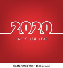  Plantilla de diseño simple de tarjetas, carátulas o fondo de Año Nuevo blanco y rojo - 2020